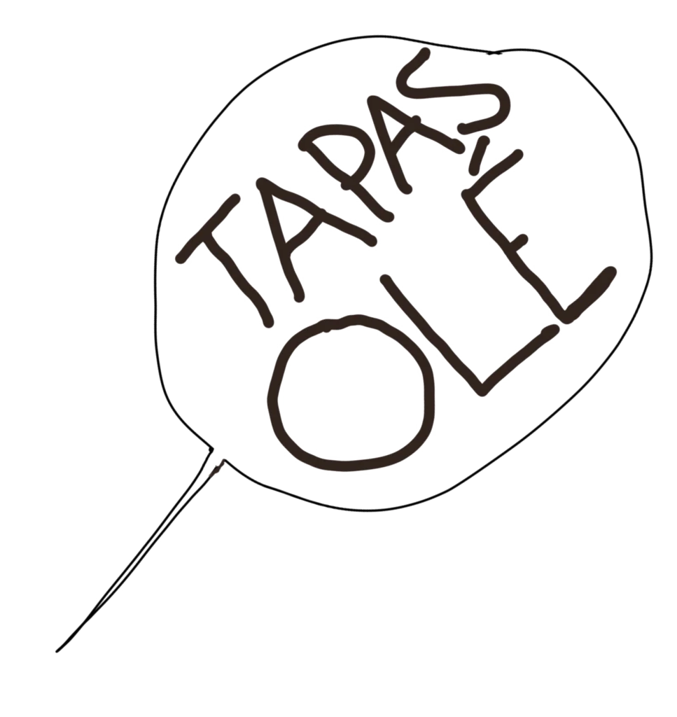 Schriftzug Tapas Olé als handgezeichnete Illustration